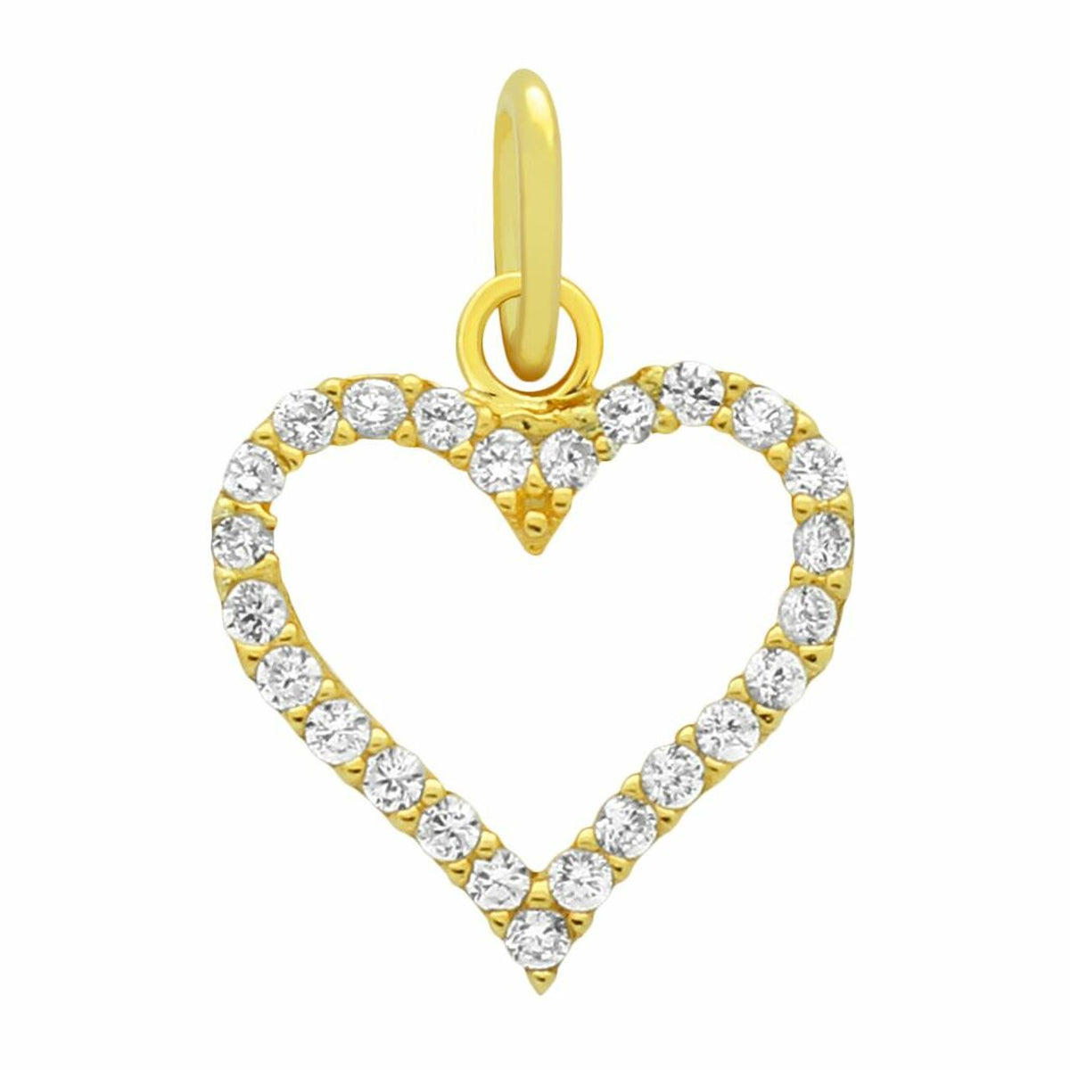 Silver CZ Heart Outline Charm